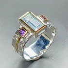 Gem jewelry Natural Blue Topaz Ring 925 Sterling Silver Size 8 /R471246