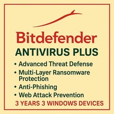 Bitdefender Antivirus Plus - 3 Years 3 Windows Devices