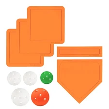 Throw Down Rubber Baseball Bases - 11" Plastic Softball Set for Plastic Batti...