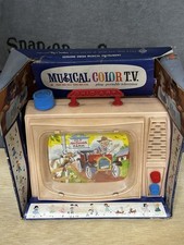 RARE NOS Vintage Ohio Art Toy Wind Up TV Music Box Plays Old McDonald In Box