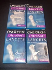 OneTouch Ultra Soft 100 Sterile Lancets Lot Of 4 New Sealed NEW Exp 2026/2027