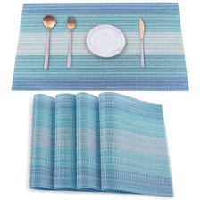 Placemats Set of 4,Vinyl Table Place Mats Stain Resistant Foldable Placemats Was