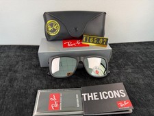 Ray-Ban RB4165 Justin Sunglasses, Matte Black Frame, Silver Mirror Polarized Len