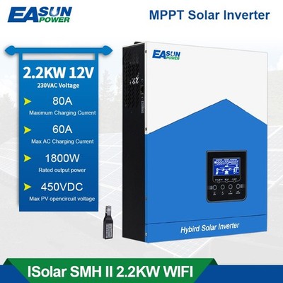 Easun 12V 2200W Solar Wechselrichter 230VAC Off Grid Inverter MPPT 80A WIFI EU