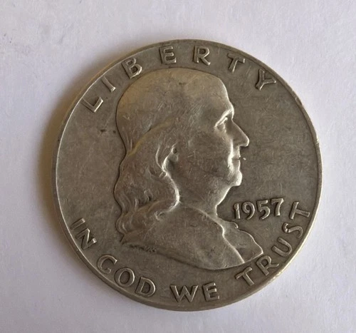 1957 Franklin Half Dollar VF/VF+ 90% Silver U.S. coin