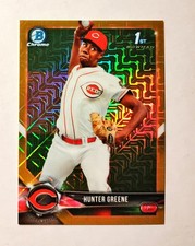 Hunter Greene 2018 1st Bowman Chrome #BCP48 Mega Mojo GOLD REFRACTOR 42/50 RC z1