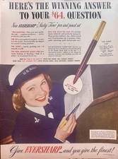1944 WWII Era Eversharp Sixty-Four "64" Pen & Pencil Set Ad #1617