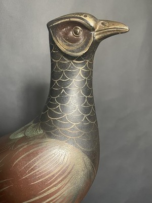 Antike Figur Regule Fasan Polychrom Marmor Signiert Statue Skulptur