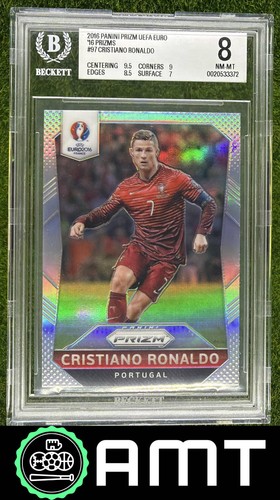 Cristiano Ronaldo BGS 8 2016 Panini Prizm UEFA Euro Silver Prizms Portugal #97