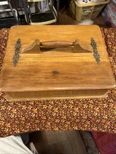 Beautiful Vintage Handmade Sewing Box Carry Storage Case Wood Handle