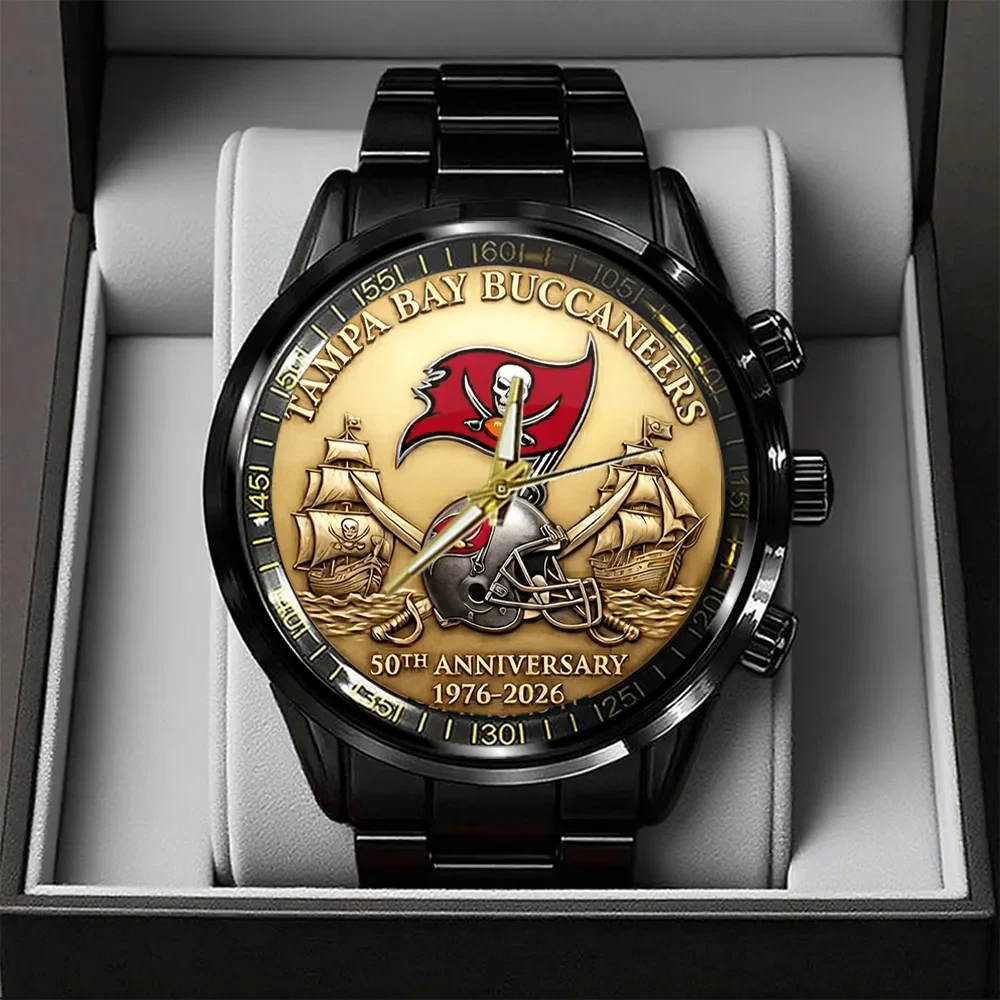 Buccaneers 50th Anniversary Black Stainless Steel Watch