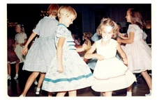 70s Blonde Little Girls Dancing Candid Vintage Photo Snapshot California
