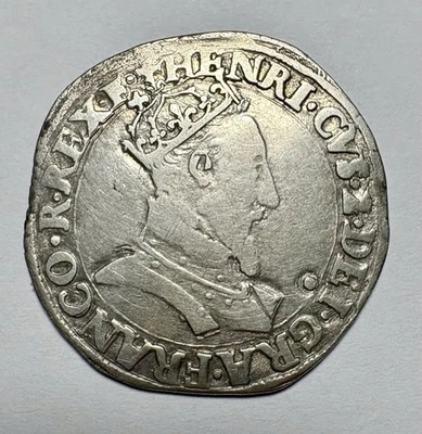 Teston Henri II 1552 D (non répertorié ; 2 ex. connus) Lire description. TB - Photo 1/4