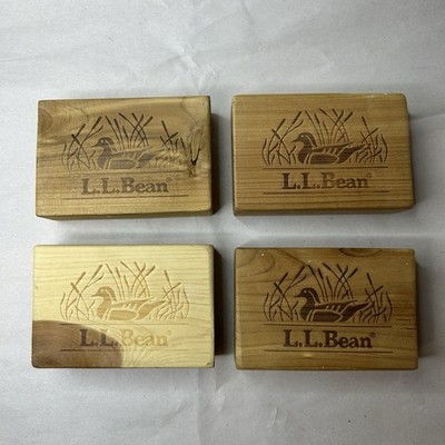 4 LL Bean Cedar Wood Blocks Bricks Home Decor Moth Repellent Duck in Grass