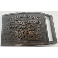 Levi Strauss  Co Original Riveted Belt Buckle -Brass Toned Vintage Pre-Owned