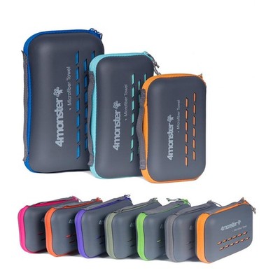 4Monster Quick Dry Travel Towel Case Carabiner Super Absorbent Microfiber Gym