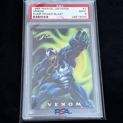 #ad #ad PSA 9 1994 Venom Marvel Universe Flair Power Blast #7 Cert 26619440 $84.99