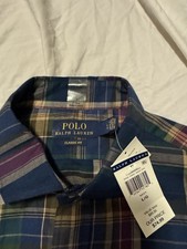 NWT Polo Ralph Lauren Deadstock Button Up Oxford Long Sleeve Plaid. Size Large