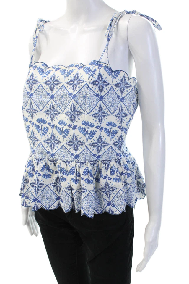 Camisola Lucy Paris Mujer Azul Geométrica Cuello Cuadrado Correa Espagueti Talla XL Foto 2 de 4