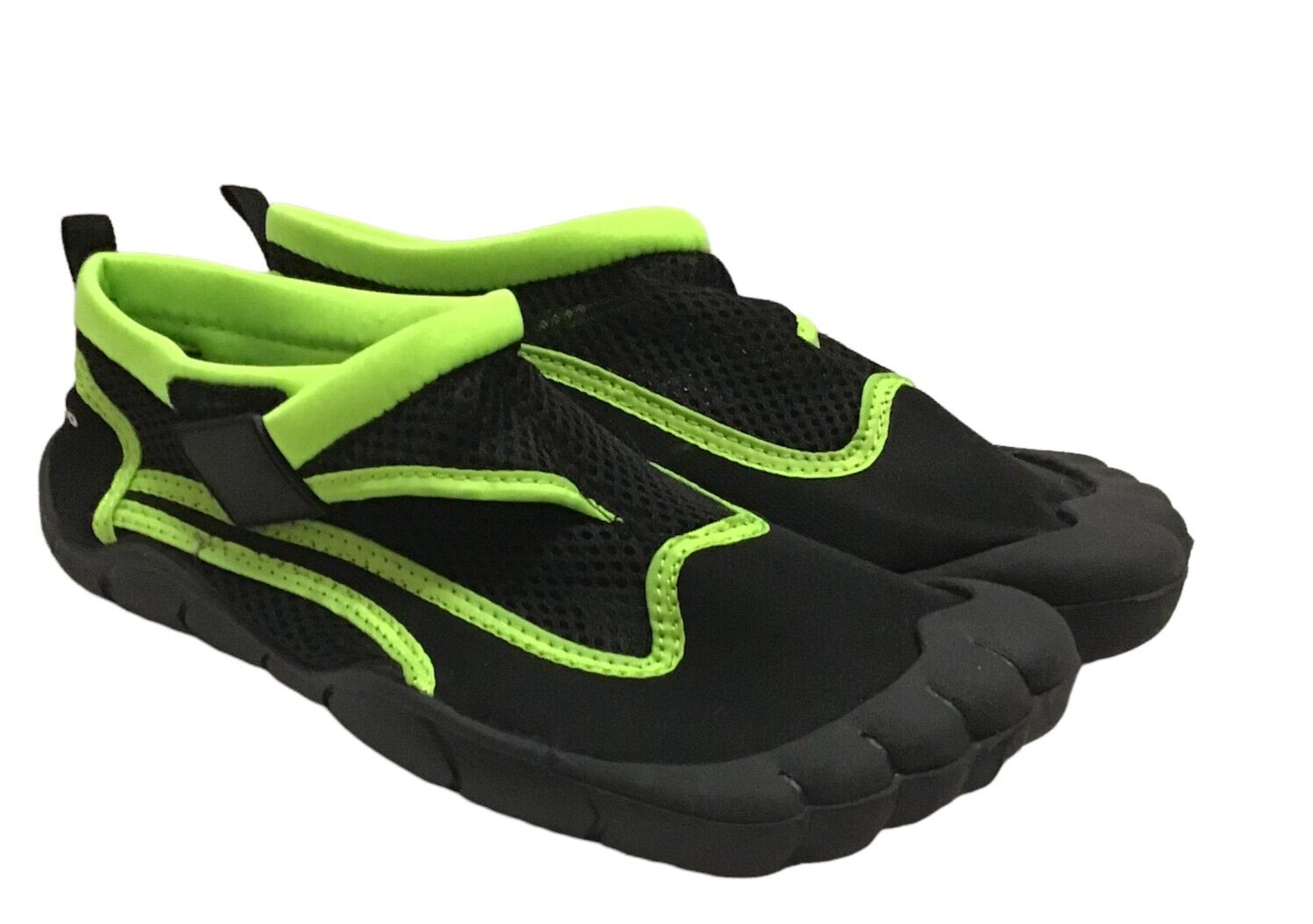 HydroPro 3.0 Water Shoes Toes Womens Sz 9 Black with Green Ocean Beach