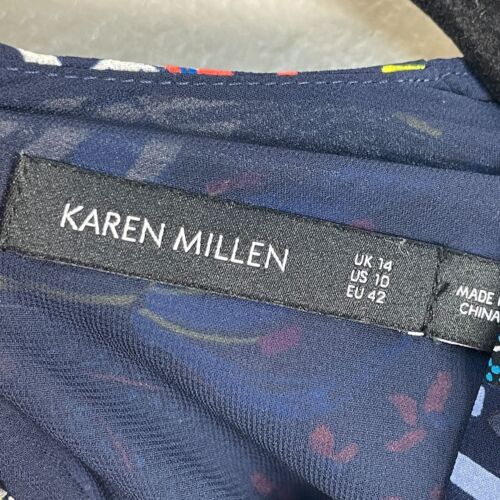 Vestido midi floral Karen Millen para mujer EE. UU. 10 cuello en V con cordones espalda - Imagen 8 de 18