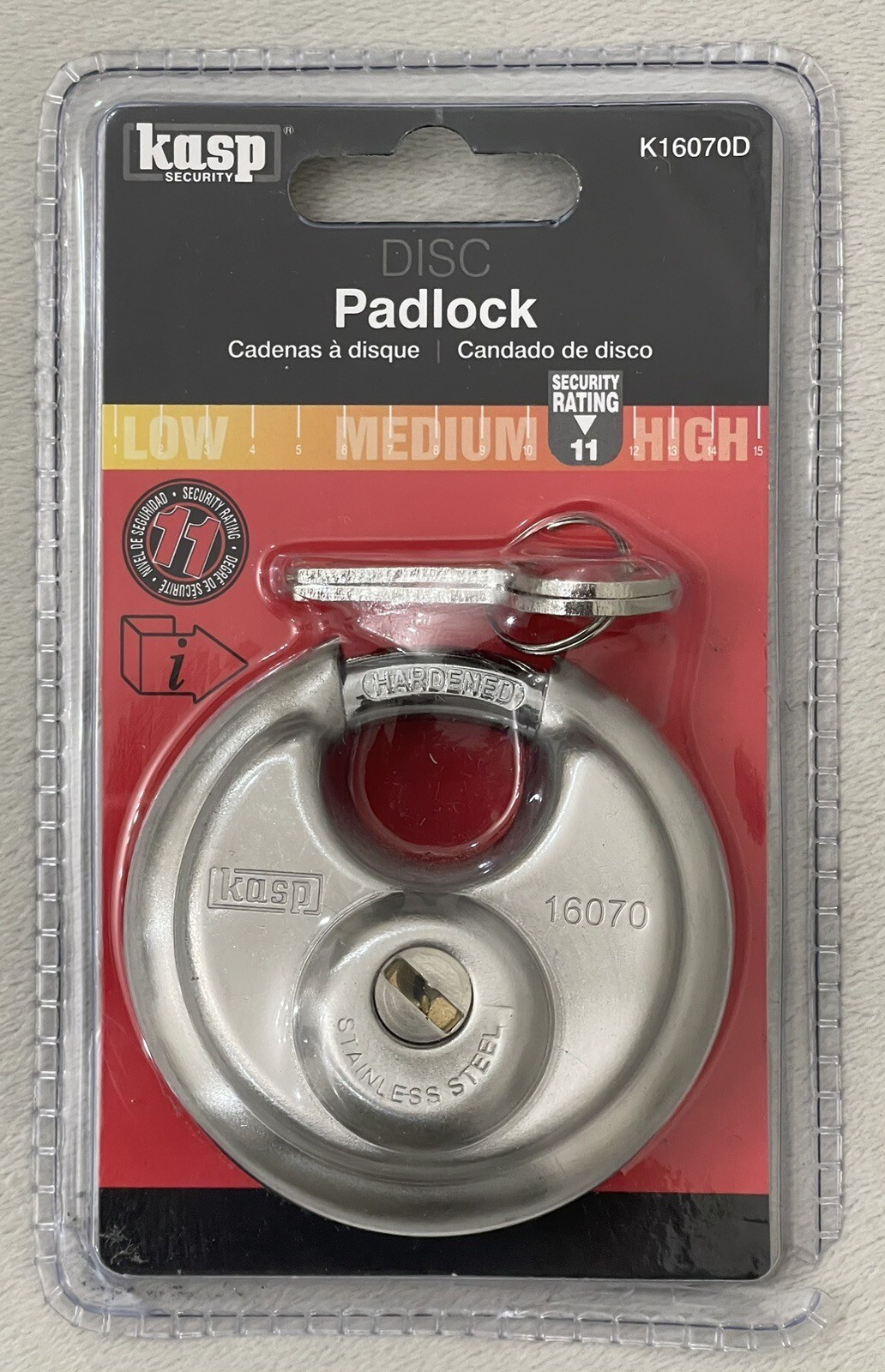 Kasp Disc Padlock 70mm Stainless Steel - K16070D