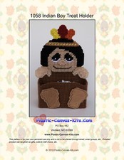 Thanksgiving Indian Boy Treat Holder- Plastic Canvas Pattern or Kit