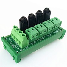 DIN Rail Mounted 4 Channel Pluggable Terminal Block Distribution Fuse Module