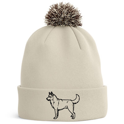 Husky Bobble Hat Outline Gift Dog Her Embroidered Owner Winter Walks Womens  UK