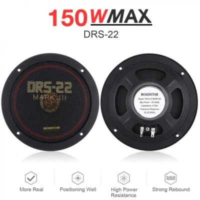 1 Pair 6.5 Inch 150W Max Car Door Mount Coaxial Stereo Hifi Speakers 32Hz-20KHz