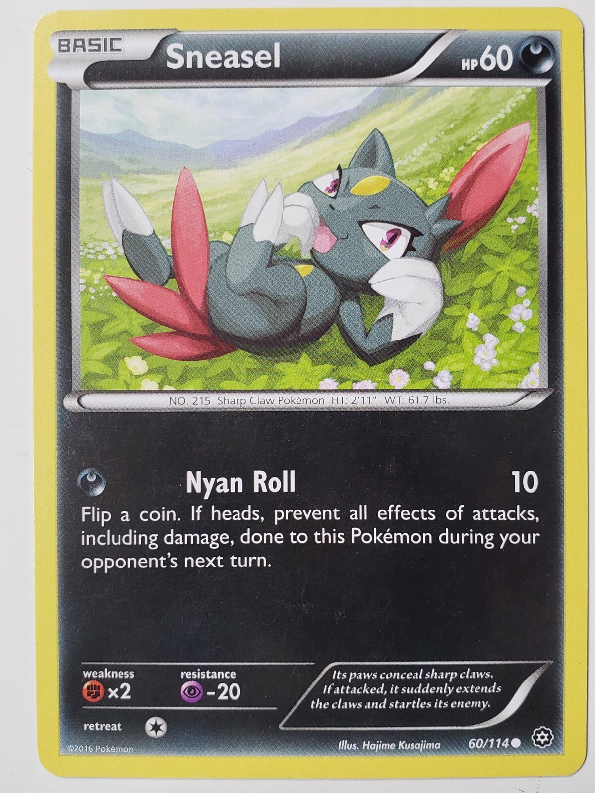 Sneasel 60/114 - LP - XY Steam Siege Pokemon Card $2 Combined Shipping