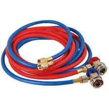 FJC 6448 10 foot set of hoses (red and blue)  with manual couplers attached.