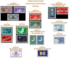 TURKEY, COMPLETE SET OF NATO STAMPS BETWEEN 1954-2002, TOPICAL ORGANIZATION, MNH
