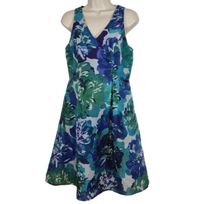 adrianna papell sleeveless fit and flare dress Adrianna Papell Sleeveless Tea Length Dress Women's Dress Neptune : 6