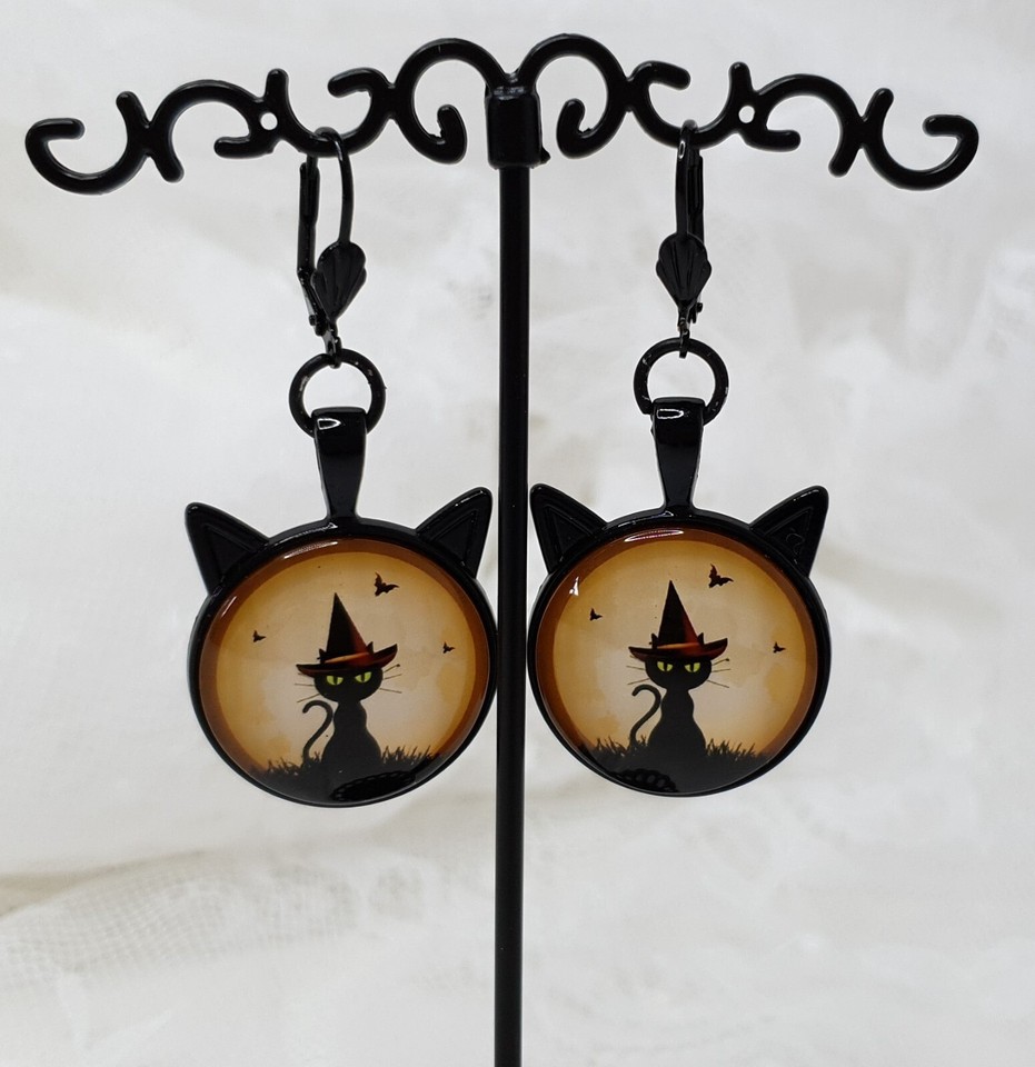 Produktbild von Ohrringe Geist Fledermaus Halloween Creolen Acryl 18k Vergoldet - Leichte Ohrstecker Kleiner Drache Geschenkidee Geister