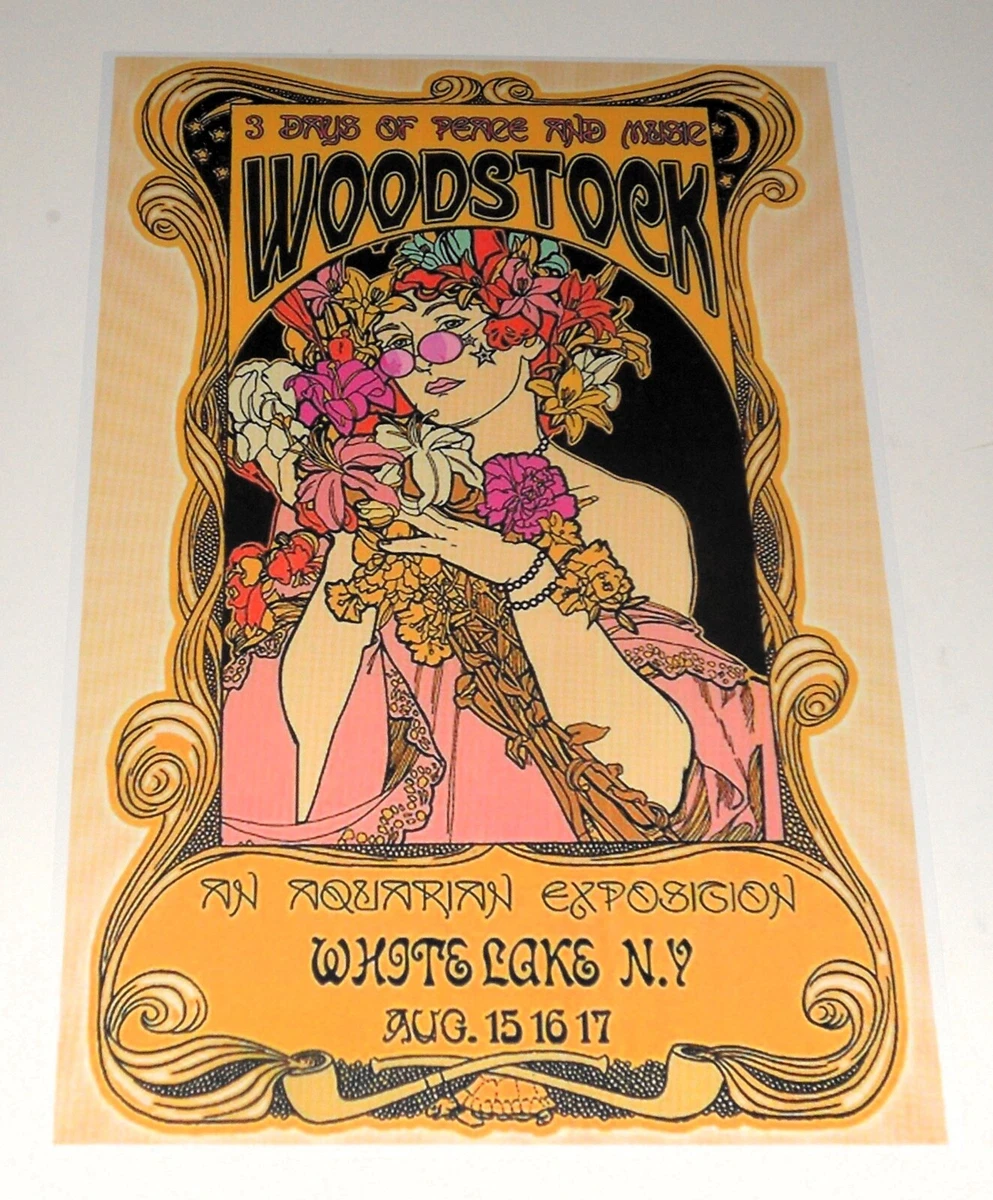 アート・デザイン・音楽 wood stock 1969 THE FIRST FESTIVAL Woodstock Festival Original 1969 Poster Signed