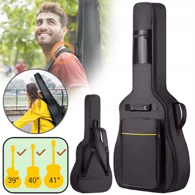 MARKENLOS Gitarrentasche gepolstert Konzertgitarre Tasche Schutzhülle Rucksack Schwarz