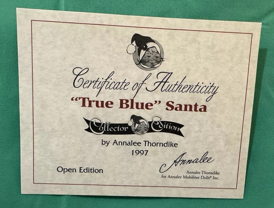 Muñeca Coleccionable Annalee 1997 10” “True Blue” Papá Noel Edición Coleccionista Foto 2 de 4