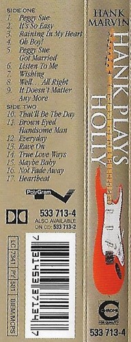 HANK MARVIN PLAYS Buddy HOLLY CASSETTE ALBUM Pop Rock - Picture 4 of 12