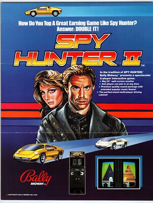 SPY HUNTER II Arcade Game Flyer 1986 Original Vintage Retro 8.5'' x 11'' Video
