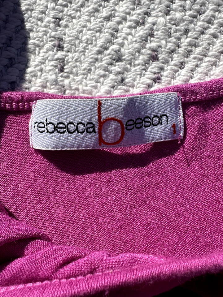 Top Redecca Beeson Pequeño 1 Rosa Púrpura Tanque Rayas Terciopelo Rayón Adulto Mujer Foto 4 de 4