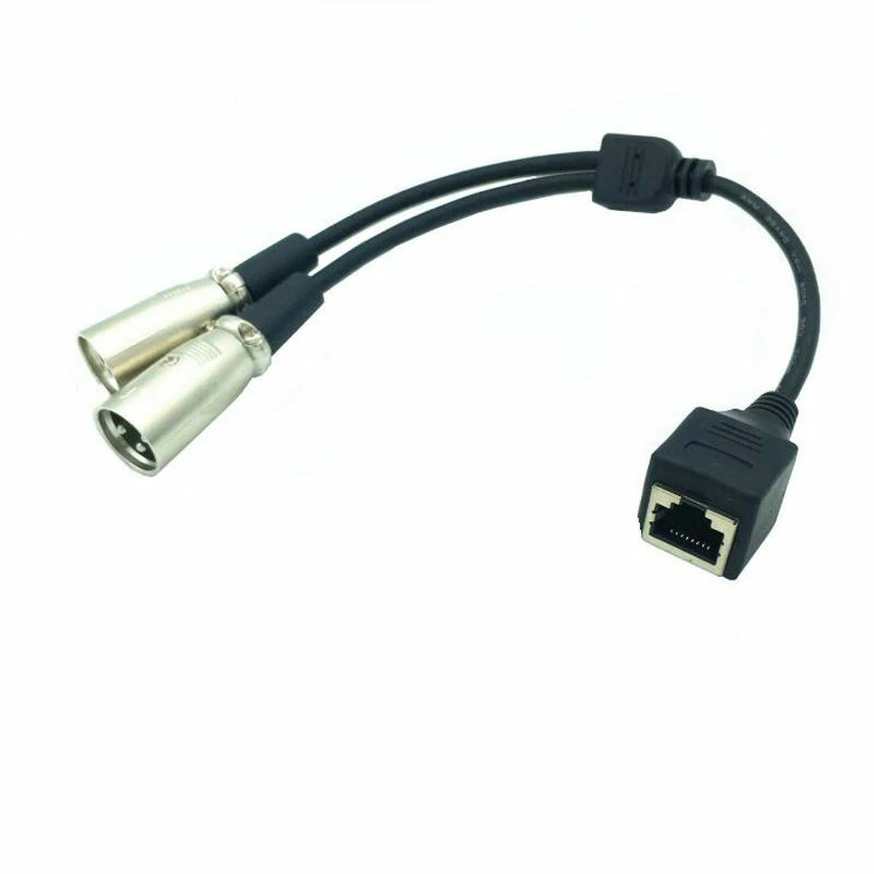 RJ45 to 2 XLR 3 Pin Male Female Network Adapter Connector Cable Cord Converter - Image 3 of 4