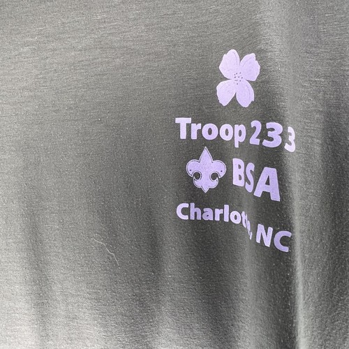 T-shirt BSA grigia maniche corte Troop 233 Charlotte, nc nome sulla manica XL TS-284 - Foto 4 di 6
