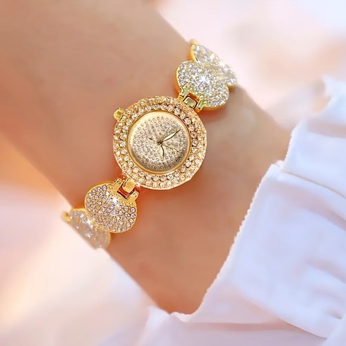 Diamond-bordered Luxury Women Watch Girls Quartz Bracelet Watch WristWatch - Picture 2 of 6