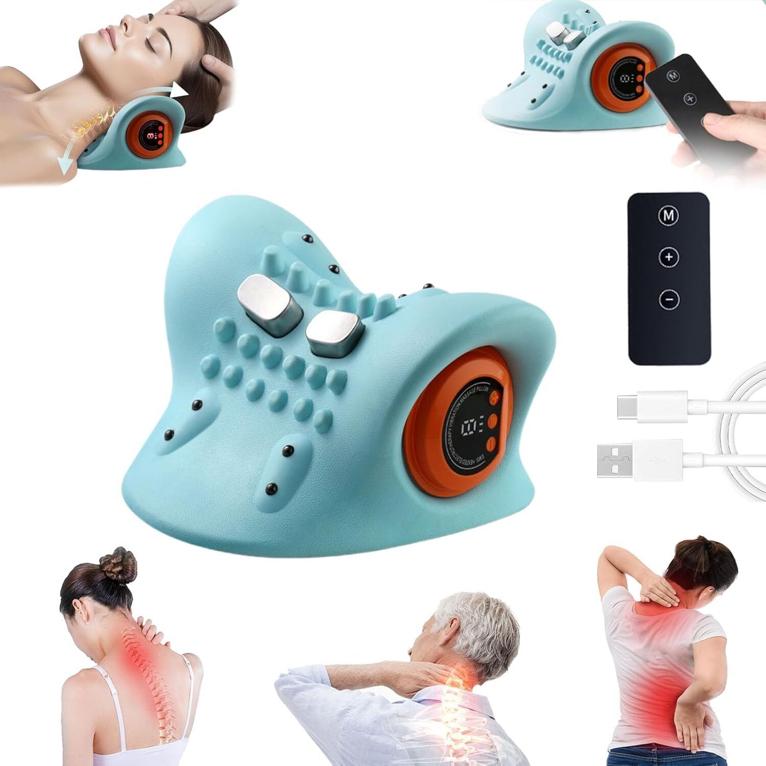 2024 Neck Massager Shiatsu  Neck Relaxer Portable Massage Pillow Cervical New
