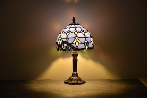 Tiffany Table Lamp Baroque Stained Glass Desk Lamp Night Light for Reading H14" - Picture 2 of 10