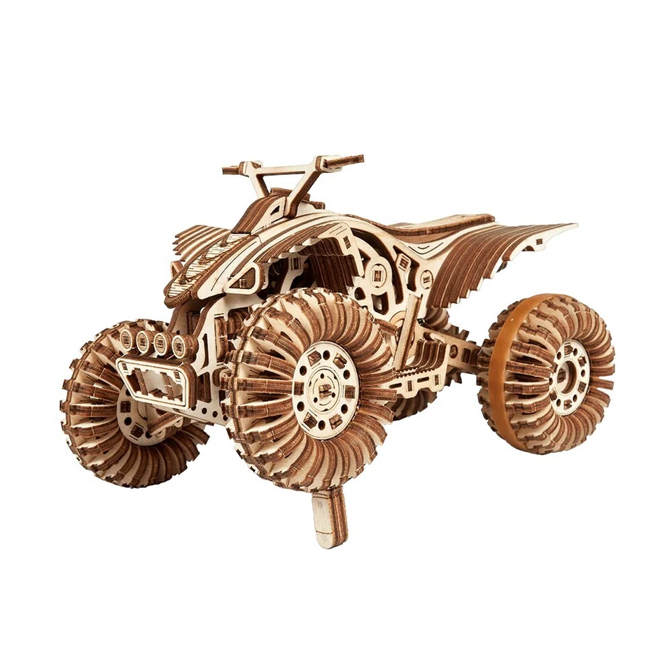 Truco de madera cruz quad modelo mecánico 3D rompecabezas de madera mejor juguete hágalo usted mismo Foto 2 de 3