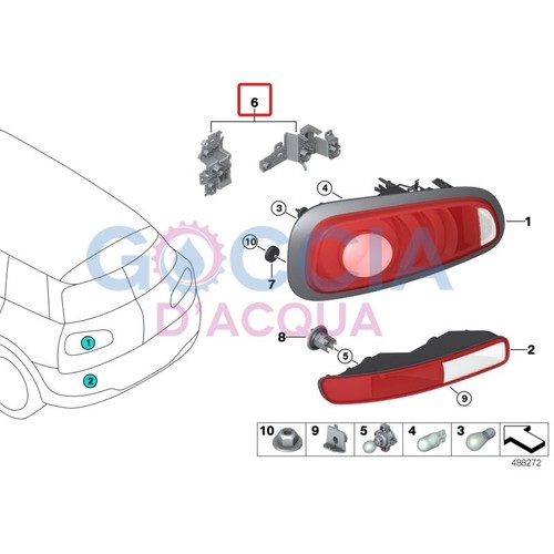 Genuine MINI F54 Clubman Rear Light Bulb Holder - Right 63217447490 - Picture 2 of 3