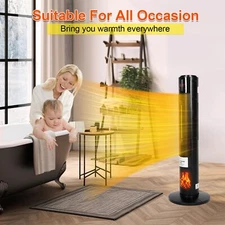 Space Heater w/ 3D Oscillating 1500W Electric Ceramic Tower Heater + Remote