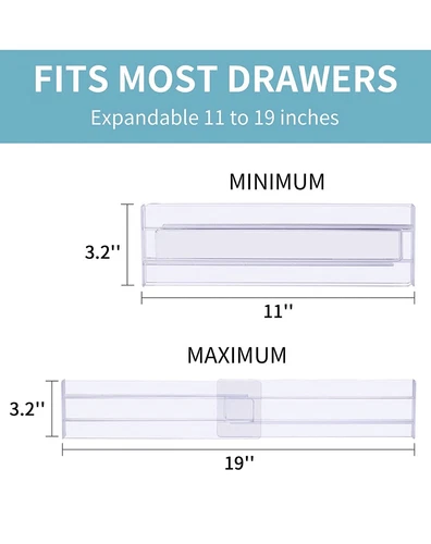 Drawer Divider Organizer Clear, Vtopmart Adjustable 3.2" High Expandable